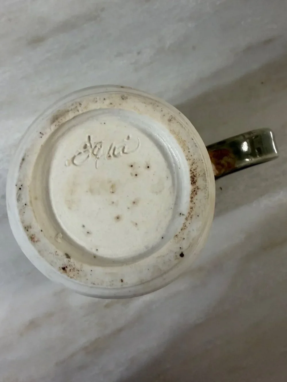 Handcrafted Ceramic Mug With Speckled Gray & Green Glaze
